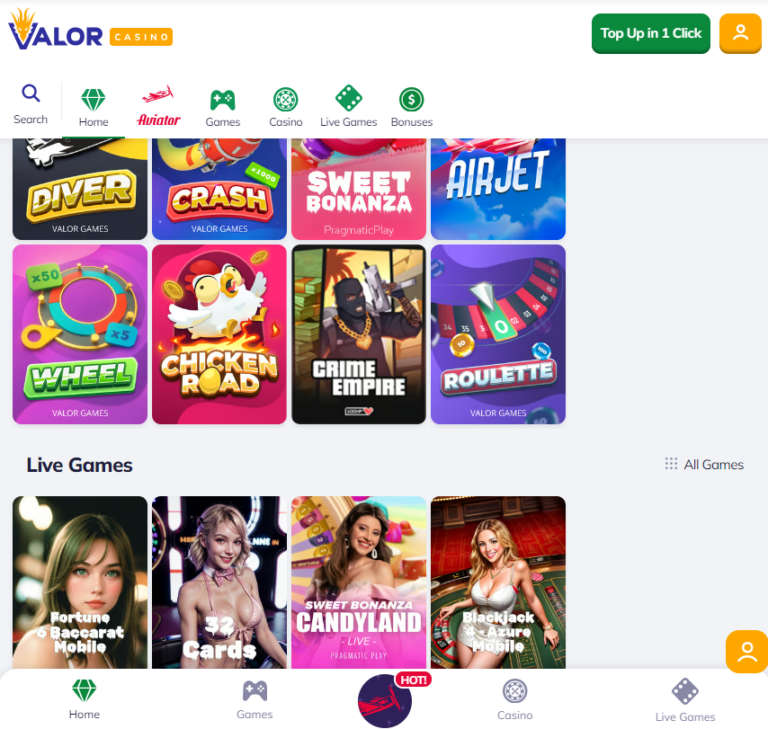 valor casino official site