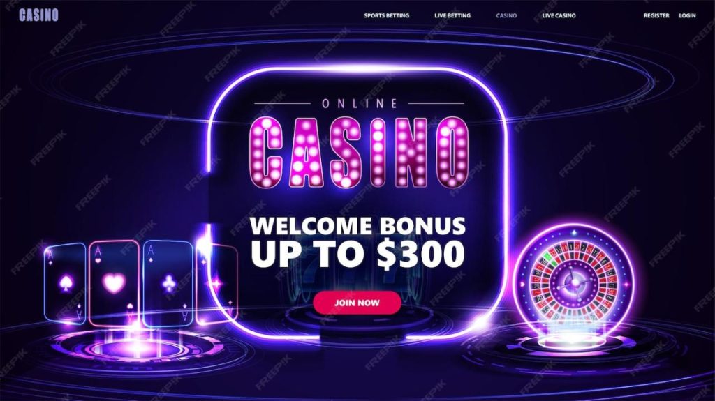 Premium Vector | Online casino welcome bonus banner for website with ...